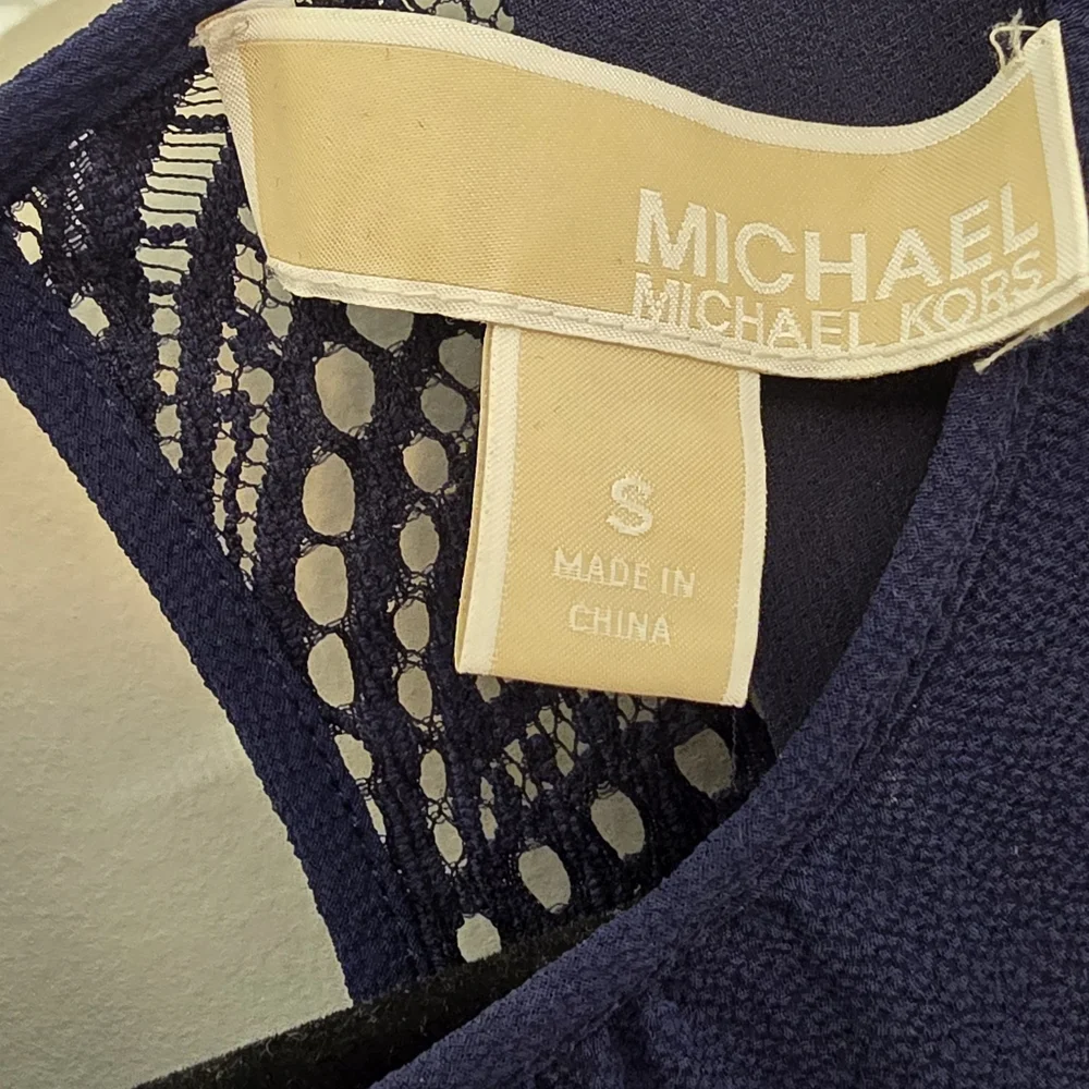 Micheal Kors Women's Navy Lace-Trim Shift Dress Size Small (Free Shipping 🚚✨️)
